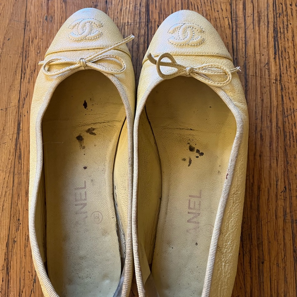 authentic Chanel cream patent ballerina ballet flats, 7